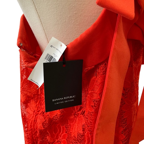 Banana Republic Womens Dress Size 14 New with Tags Floral Design in Red-Orange - Picture 7 of 8